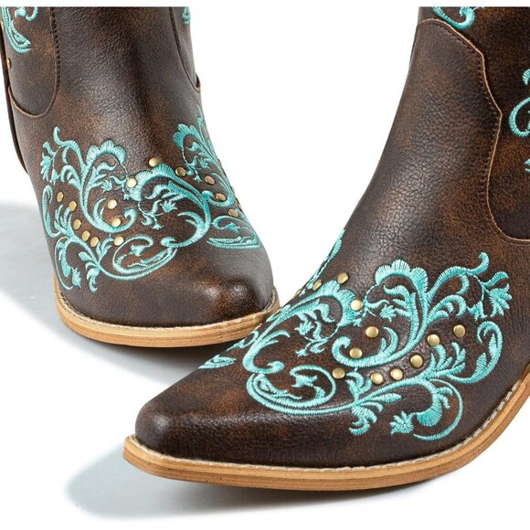 SheSole Ladies Cowboy Boots Fashion Toe Mid Calf Women's Western Cowgirl Boots - Picture 2 of 9